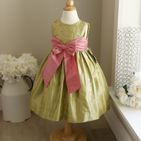 Girl's Dupioni Raw Silk Dress Size 2T Luli & Me Party Dress Special Occasion NWT - Picture 1 of 4